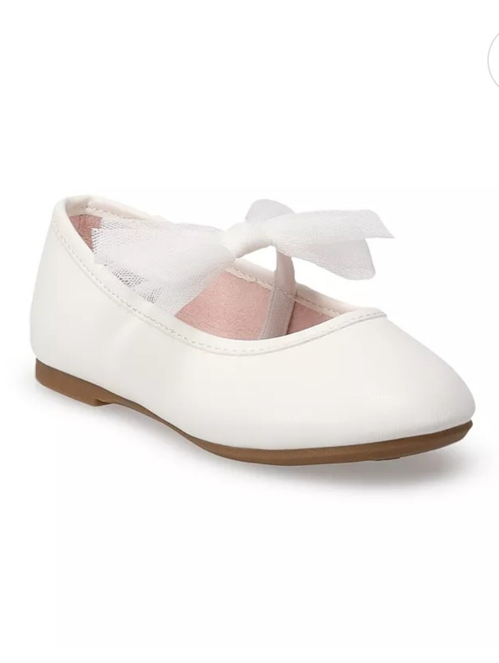 NWT White Girls Dress Ballet Flat with Tulle Bow, Size 6T